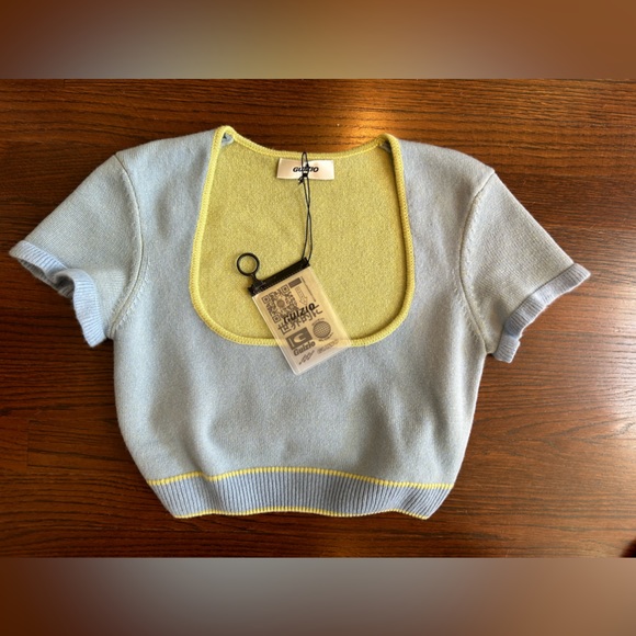 NWT DANIELLE GUIZIO Blue Scoop Neck T-Shirt - Picture 1 of 8